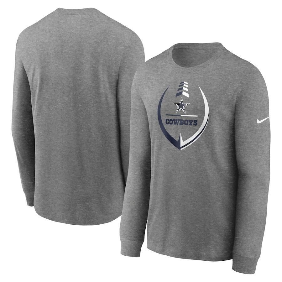 Men's Dallas Cowboys Grey Icon Legend Performance Long Sleeve T-Shirt Men's Dallas Cowboys Grey Icon Legend Performance Long Sleeve T-Shirt